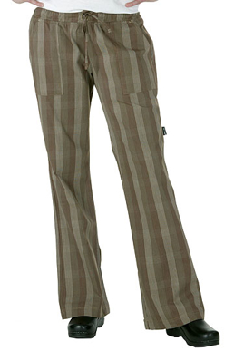 Picture of Chef Works - *BWOM-BRO - Women's Brown Plaid Chef Pants