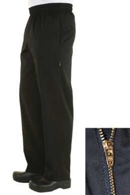 Picture of Chef Works - NBBZ - Black Basic Baggy Pants w Zipper Fly