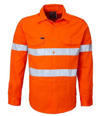 Picture of Ritemate Workwear-RM208V3R-Ladies Long Sleeve Vented Shirts with 3M 8910 Reflective Tape Shirts