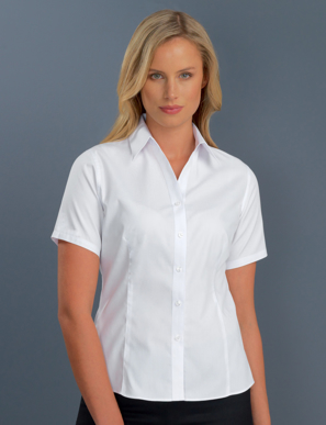 Picture of John Kevin Uniforms-102 White-Womens Short Sleeve Poplin