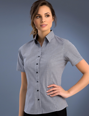 Picture of John Kevin Uniforms-773 Black-Womens Slim Fit Short Sleeve Small Check