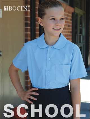 Picture of Bocini-CS1405-Girls Peter Pan Collar Short Sleeve School Shirt