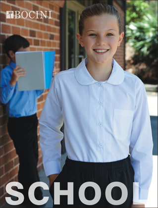 Picture of Bocini-CS1461-Girls Peter Pan Collar Long Sleeve School Shirt