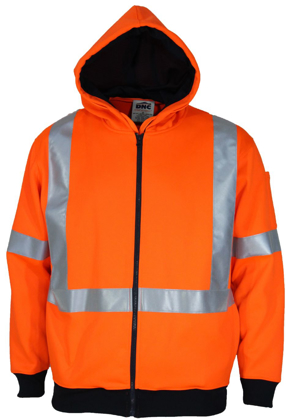 Picture of DNC Workwear-3935-Hivis Full Zip Fleecy Hoody With ‘x’ Back & Additional Tape on Back