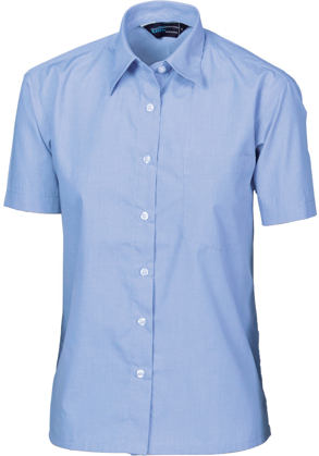 Picture of DNC Workwear-4211(DNC)-Ladies Polyester Cotton Chambray Shirt - Short Sleeve