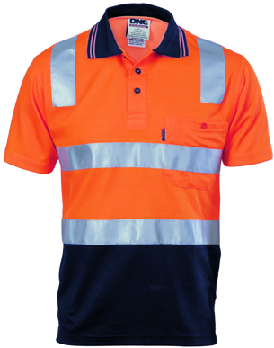 Picture of DNC Workwear Hi Vis Taped Short Sleeve Polo Shirt - CSR Reflective Tape (3817