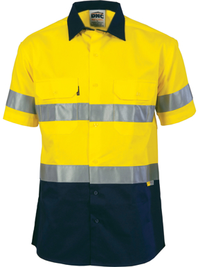 Picture of DNC Workwear-3833-HiVis Two Tone Drill Shirt with 3M 8906 Reflective Tape - short sleeve