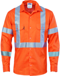 Picture of DNC Workwear Hi Vis Cool Breeze Shirt With Double Hoop On Arms & 'X' Back CSR Reflective Tape (3789)