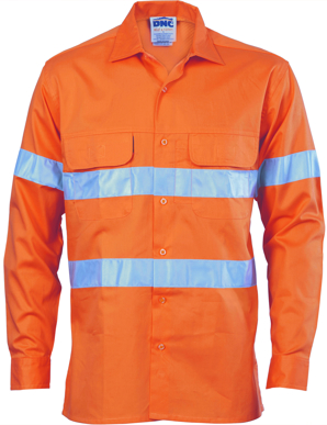 Picture of DNC Workwear-3947-HiVis 3 Way Cool-Breeze Cotton Shirt with 3M Reflective Tape - Long sleeve
