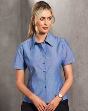 Picture of Winning Spirit - BS05 - Ladie's Wrinkle Free Short Sleeve Chambray Shirts
