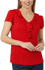 Picture of NNT Uniforms-CAT48H-RED-Cap Sleeve Ruffle Neck T-Top