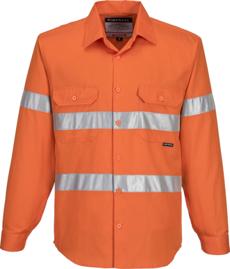 Picture of Prime Mover-MA191-Hi-Vis Regular Weight Long Sleeve Shirt with Tape