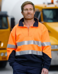 Picture of Australian Industrial Wear -SW14-Men's Taped Hi-Vis Long Sleeve Fleece Sweat with Collar and 3M Tapes