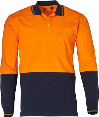 Picture of Australian Industrial Wear -SW36-Men's Cotton Jersey Two Tone Long Sleeve Safety Polo