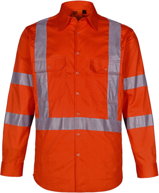 Picture of Australian Industrial Wear -SW66-Unisex NSW Rail Lightweight Cotton Drill Safety Shirt