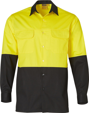 Picture of Australian Industrial Wear -SW67-Men's Two Tone Cool Breeze Long Sleeve Cotton Safety Shirt