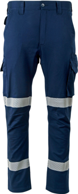 Picture of Australian Industrial Wear -WP26HV-Unisex Cotton Taped Stretch Rip-Stop Work Pants With Segmented Tape