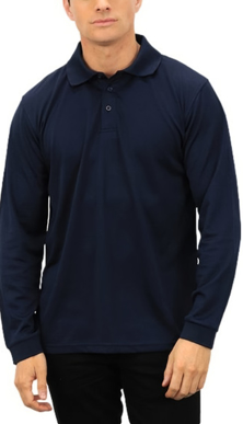 Picture of Be Seen Men's Cooldry Micromesh Long Sleeve Polo (01379 THE FALCON)