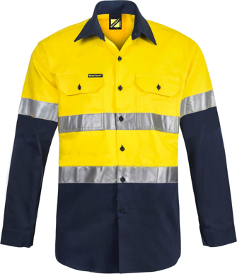 Picture of NCC Apparel Mens Hi Vis Two Tone Long Sleeve Cotton Drill Shirt With CSR Reflective Tape (WS4000)