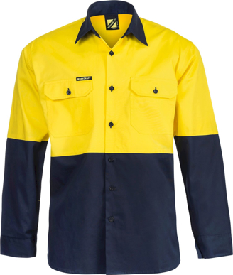 Picture of NCC Apparel Mens Lightweight Hi Vis Two Tone Long Sleeve Vented Cotton Drill Shirt (WS4247)