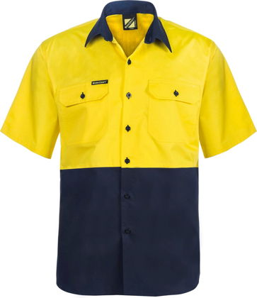 Picture of NCC Apparel Mens Lightweight Hi Vis Two Tone Short Sleeve Vented Cotton Drill Shirt (WS4248)