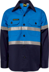 Picture of NCC Apparel Kids Lightweight Two Tone Long Sleeve Cotton Drill Shirt With CSR Reflective Tape (WSK129)
