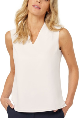 Picture of NNT Uniforms Womens Satin Back Crepe Sleeveless Top - White (CATUQX-WHT)