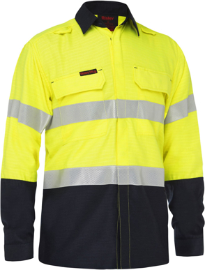 Picture of Bisley Workwear Taped Hi Vis FR Ripstop Vented Shirt - 160 GSM (BS8338T)