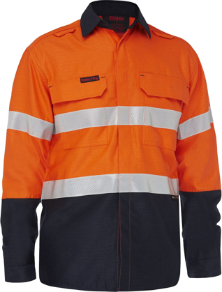 Picture of Bisley Workwear Taped Hi Vis FR Ripstop Vented Shirt - 185 GSM (BS8438T)