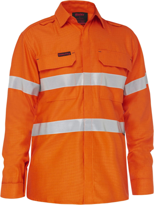 Picture of Bisley Workwear Taped Hi Vis Ripstop FR Vented Shirt - 185 GSM (BS8439T)