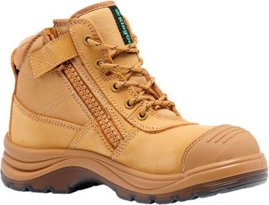 Picture of KingGee Womens Tradie Zip/Lace Steel Cap Work Boot 5" - Wheat (K26491)