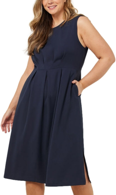 Picture of NNT Uniforms Womens Crepe Stretch Sleeveless Dress - Navy (CAT69T-NAV)