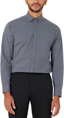 Picture of NNT Uniforms Mens Avignon Window Check Stretch Long Sleeve Shirt - Charcoal (CATJDE-CHA)