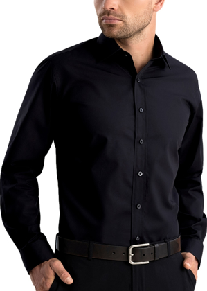 Picture of John Kevin Mens Slim Fit Long Sleeve Twill Shirt (830 Black)