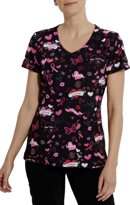 Picture of Dickes Scrubs Womens Hope Heals V-Neck Print Top (DK852 HPHL)