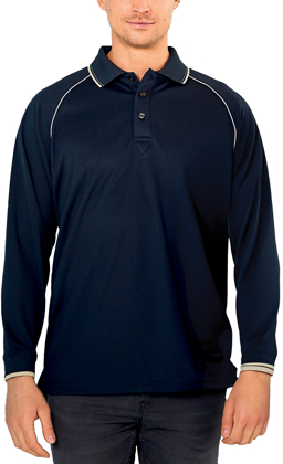 Picture of Stencil Mens Cool Dry Long Sleeve Polo (1040 Stencil)