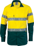 Picture of DNC Workwear Hi Vis Taped Drill Long Sleeve Shirt Shirt - 3M 8910 Reflective Tape (3836)