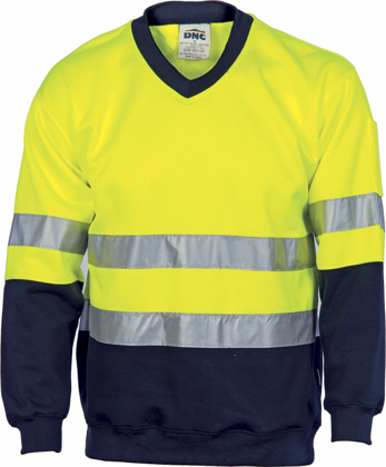 Picture of DNC Workwear Hi Vis Taped V Neck Sweatshirt - Generic Reflective Tape (3921)