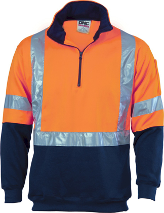 Picture of DNC Workwear Hi Vis 1/2 Zip Fleece With ‘X’ Back & Additional Tape On Tail (3930)