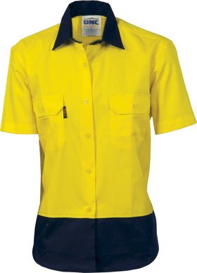 Picture of DNC Workwear Womens Hi Vis Drill Short Sleeve Shirt (3931)