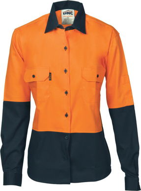 Picture of DNC Workwear Womens Hi Vis Drill Long Sleeve Shirt (3932)