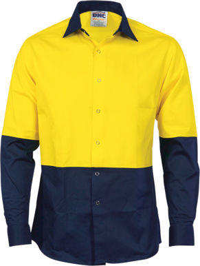 Picture of DNC Workwear Hi Vis Cool Breeze Food Cotton Long Sleeve Shirt (3942)
