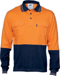 Picture of DNC Workwear Hi Vis Cool Breeze Cotton Jersey Long Sleeve Polo (3944)