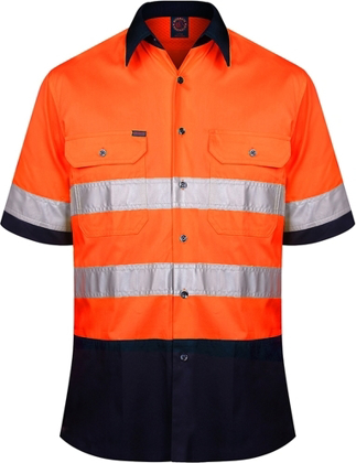 Picture of Ritemate Workwear Taped 2 Tone Vented Lightweight Open Front Short Sleeve Shirt (RM107V2RS)