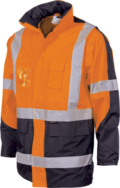 Picture of DNC Workwear Hi Vis 2 Tone Day/Night Taped “2 In 1” Contrast Rain Jacket - Cross Back Reflective Tape (3993)