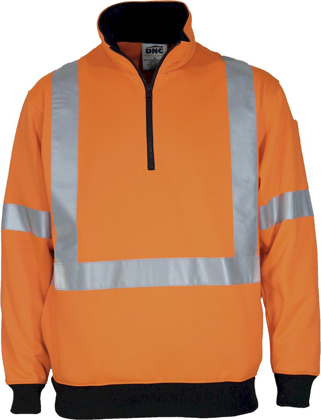 Picture of DNC Workwear Hi Vis Taped X Back 1/2 Zip Cotton Jumper (3952)