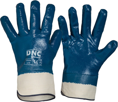 Picture of DNC Workwear Blue Nitrile Full Dip Gloves With Canvas Cuff (GN34)