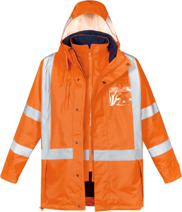 Picture of Syzmik Mens Hi Vis X Back 4 In 1 Waterproof Jacket (ZJ616)