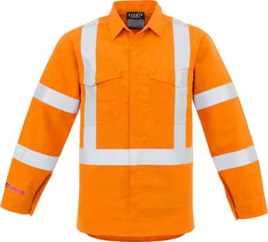 Picture of Syzmik Mens Red Flame Hi Vis X Back Shirt (ZW137)