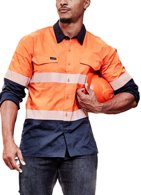 Picture of Syzmik Mens Rugged Cooling Hi Vis Segmented Tape Long Sleeve Shirt (ZW229)